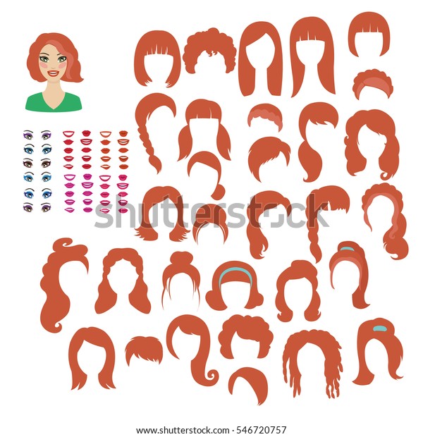 Womens Hairstyles Designer Kit Red Hair Stock Vector Royalty Free