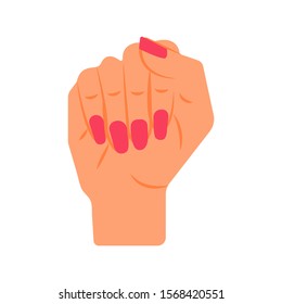 Women's hand, female fist up. The fight for the right to equality. Girl power concept illustration. Icon
