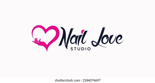 women's hand and heart logo design, for women's nail polish, nail polish care