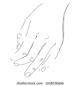 La mano de las mujeres. Ilustración dibujada a mano por el vector