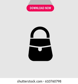 Women's Handbag with Buckle Vector Icon, The symbol of small women's bag. Simple, modern flat vector illustration for mobile app, website or desktop app