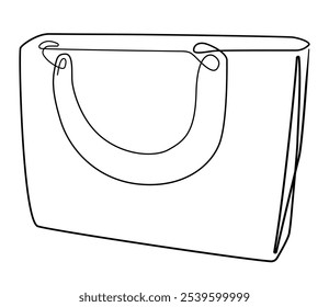 Women's handbag line design. Female bag icon, isolated on a white background. Fashion, elegance, accessory, shopping. 