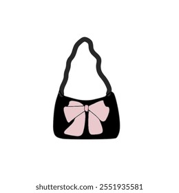 Bolso de mujer. Accesorio de moda moderno. Ilustración vectorial dibujada a mano aislada en el fondo blanco, estilo plano de la historieta.