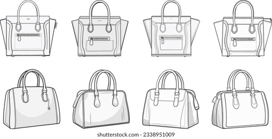 Women's handbags set. Vector illustration of women's handbags.