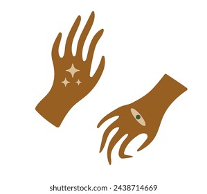 Women's hands, esoteric. Modern vector illustration. Isolated element for your design.