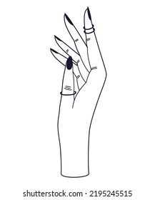 Women's hands. Female hands with various gestures. Perfect for logos, prints, patterns, posters and other designs. Vector illustration fashionable minimalistic linear style.