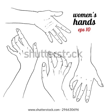 Womens Hands Hand Drawn Stock Vector (Royalty Free) 296630696