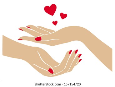 Women's hands with hearts, logo design