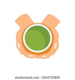 Women's hands holding coffee or tea cups