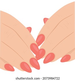 Die Hände der Frauen mit Maniküre. Farbe, Vektorgrafik auf weißem Hintergrund.