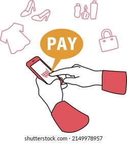 Women's hands shopping on smartphones