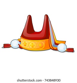 Women's hat of the character of Russian folklore isolated on white background. Traditional ancient headdress young married Russian woman. Vector cartoon close-up illustration.