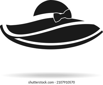 Women's hat icon, black vintage women's hat. Cartoon illustration, vector.