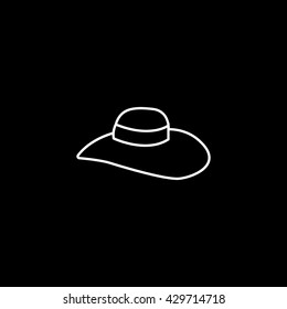 Women's Hat Icon On Black Background