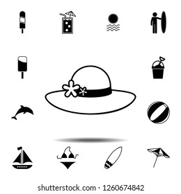 Women's hat icon. Simple glyph vector element of Summer icons set for UI and UX, website or mobile application