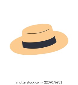 Sombrero femenino Isolación de ilustración vectorial sobre fondo blanco.