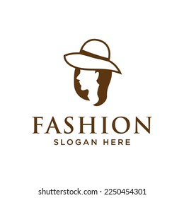 Women's Hat logo design. Elegant Fashion hat. Abstract vector logo design template 