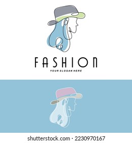 Women's Hat Logo Design Illustration Fashion beauty accessories, and product brand care