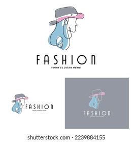 Women's Hat Logo Design Illustration Fashion beauty accessories, and product brand care