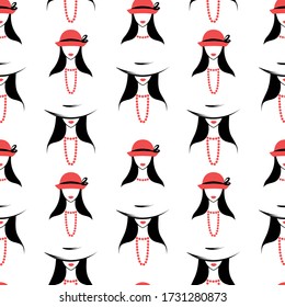 Women's hats. Seamless pattern vector