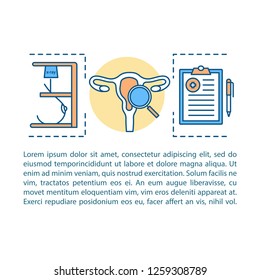 Women's health concept linear illustration. Gynecology. Article, brochure, magazine page layout with text boxes. Medical diagnosis. Gynecological examination. Disease prevention. Print design