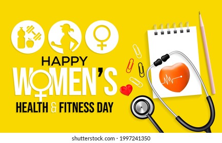 Women's health and fitness day is observed every year on last Wednesday in September, to promote the importance of health and fitness for women of all ages. vector illustration