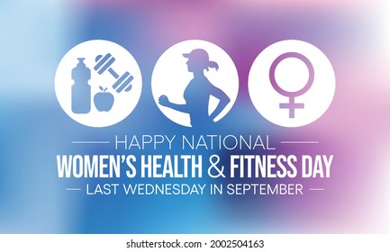 Women's health and fitness day is observed every year on last Wednesday in September, to promote the importance of health and fitness for women of all ages. vector illustration