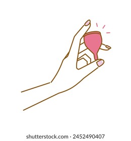 Women's health: image of a beautiful woman's hand holding a menstrual cup, a sanitary product