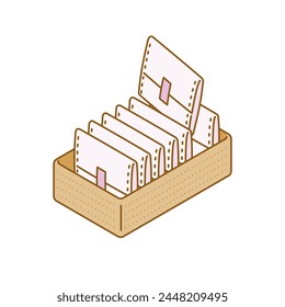 Women's health: Image illustration of sanitary napkins in a basket