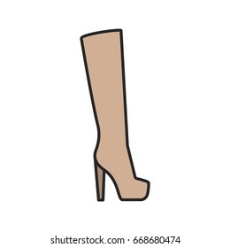 Women's high boot color icon. Isolated vector illustration
