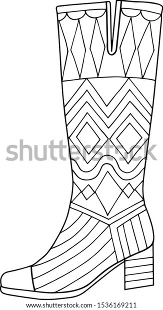 Womens High Boot Coloring Page Hand Stock Vector (Royalty Free) 1536169211