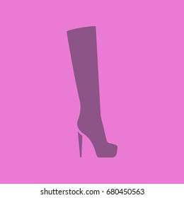 Women's high boot glyph color icon. Silhouette symbol. Negative space. Vector isolated illustration