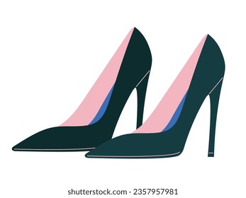 Women's high high heel fashion evening shoes. Isolated vector illustration in flat design