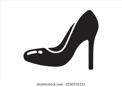 Women's high heel, lady shoe silhouette vector art illustration