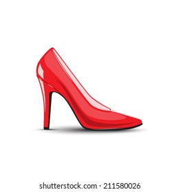 women's high heel red shoe isolated on white background. vector illustration