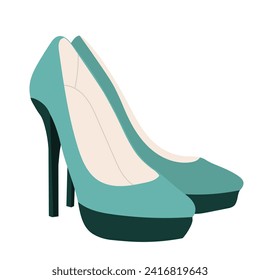 women's high heel shoes in flat style, vector