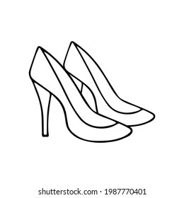 Women's high heeled shoes vector doodle icon isolated on white.