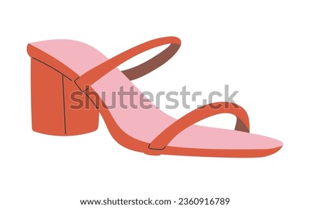 Women's high and thick heel summer sandals. Isolated vector illustration in flat design
