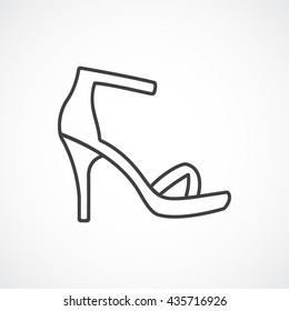 Women's high-heeled sandal. Vector line icon on white background