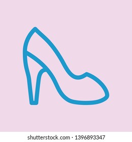 Women's high-heeled shoes. Vector line icon