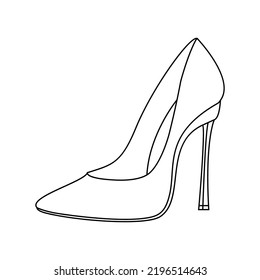 Women's high  heeled shoes  Vector line icon white background