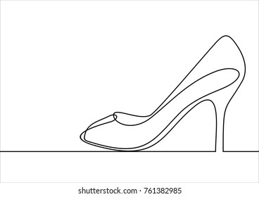 Women's high-heeled shoes. Vector line icon-continuous line drawing 
