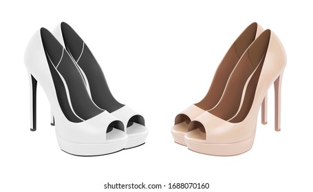 Women's high-heeled shoes in vector.Logo of women's shoes in vector.