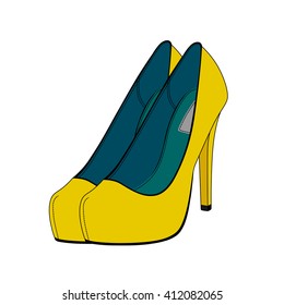 Women's high-heeled shoes in vector.Logo of women's shoes in vector.