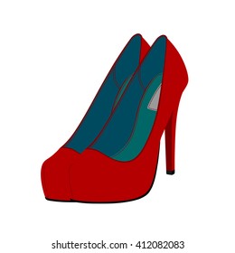 Women's high-heeled shoes in vector.Logo of women's shoes in vector.