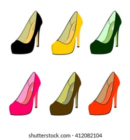 Women's high-heeled shoes in vector.Logo of women's shoes in vector.