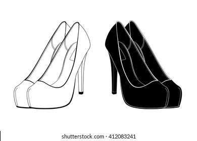 Women's high-heeled shoes in vector.Logo of women's shoes in vector.