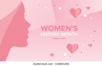 Women's History Month. The annual month that highlights the contributions of women to events in history. Celebrated during March in the United States, the United Kingdom, and Australia. Vector poster