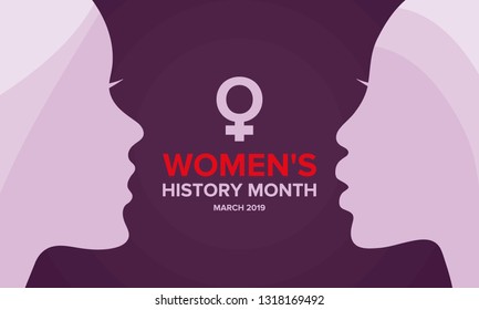 Women's History Month. The Annual Month That Highlights The Contributions Of Women To Events In History. Celebrated During March In The United States, The United Kingdom, And Australia. Vector Poster