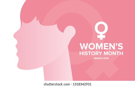 Women's History Month. The annual month that highlights the contributions of women to events in history. Celebrated during March in the United States, the United Kingdom, and Australia. Vector poster